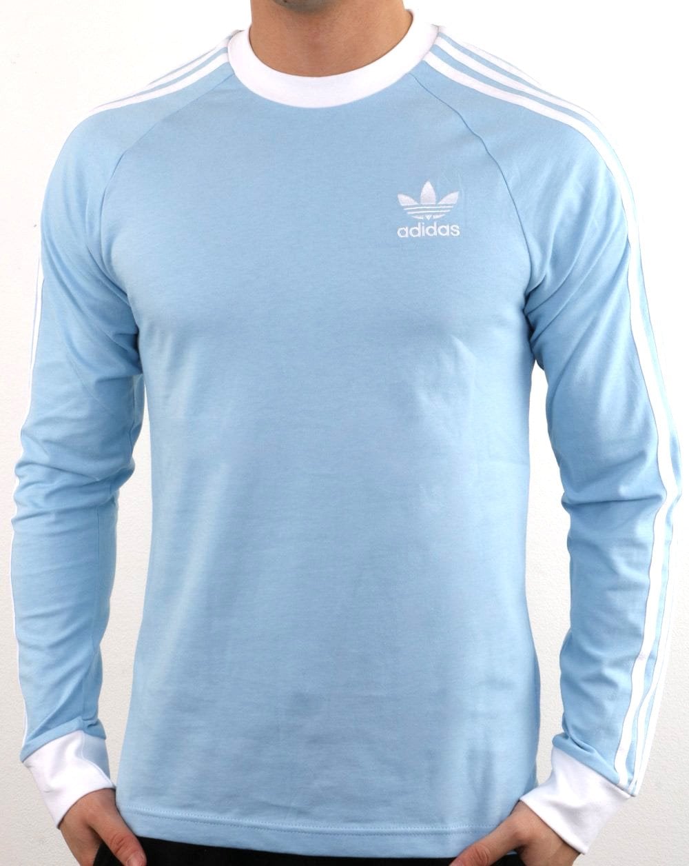 Adidas Originals 3 Stripes Long Sleeve Tee Sky