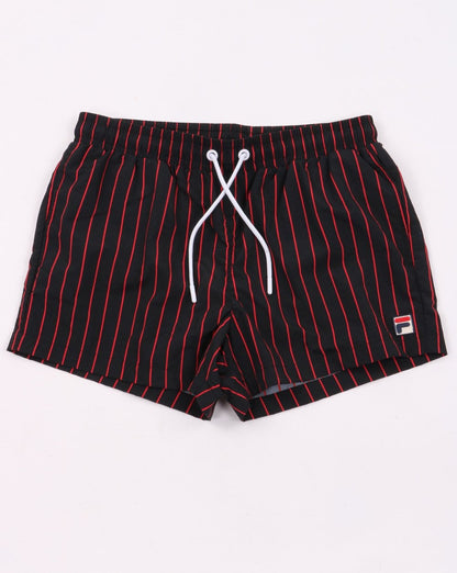 Fila Vintage Pinstripe Badeshorts Schwarz/Rot