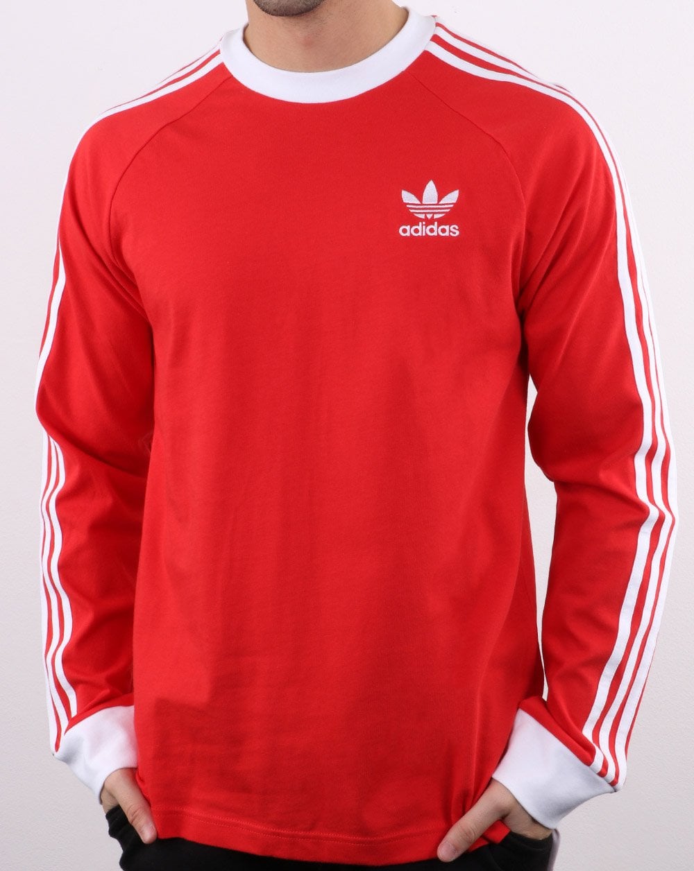Adidas Originals 3-Streifen Langarm-T-Shirt Lush Red