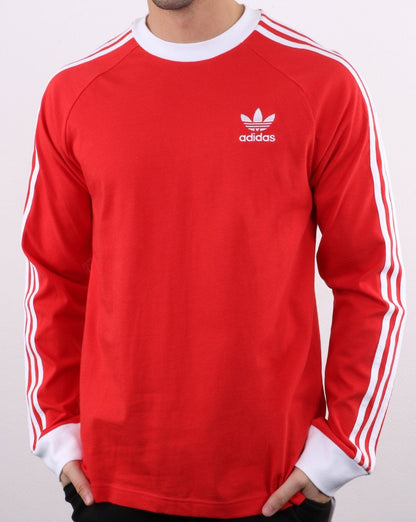 Adidas Originals 3-Streifen Langarm-T-Shirt Lush Red