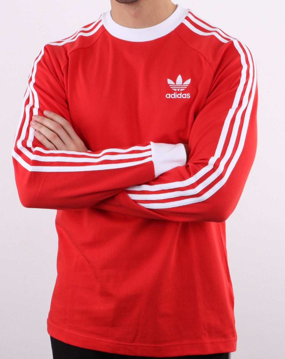 Adidas Originals 3-Streifen Langarm-T-Shirt Lush Red
