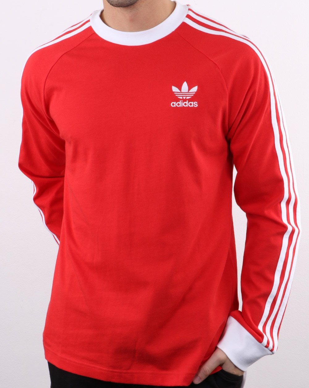 Adidas Originals 3-Streifen Langarm-T-Shirt Lush Red