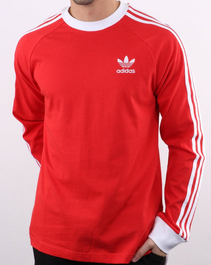 Adidas Originals 3-Streifen Langarm-T-Shirt Lush Red