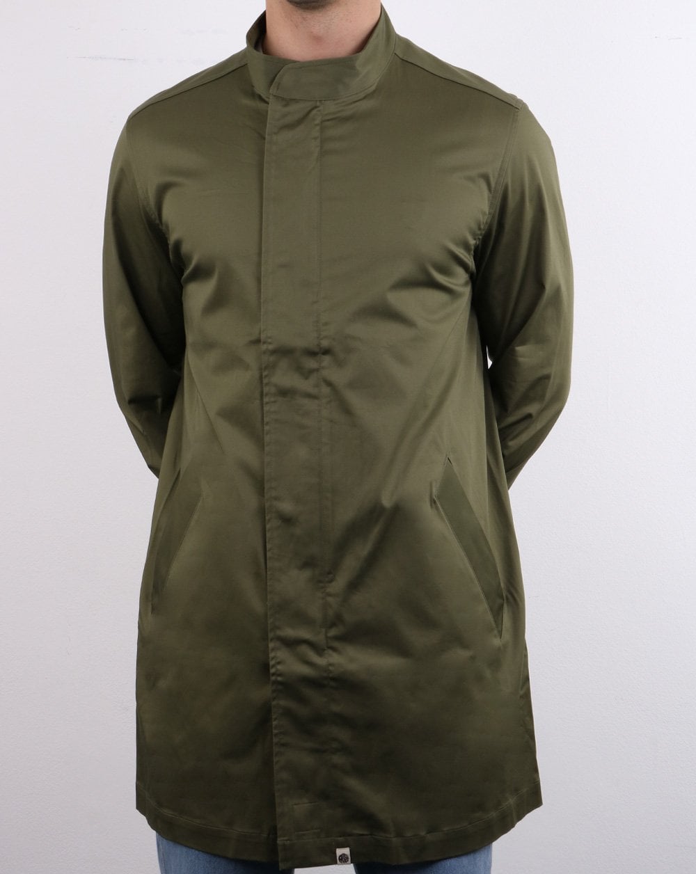 Pretty Green Kayman Kragenloser Regenmantel Grün