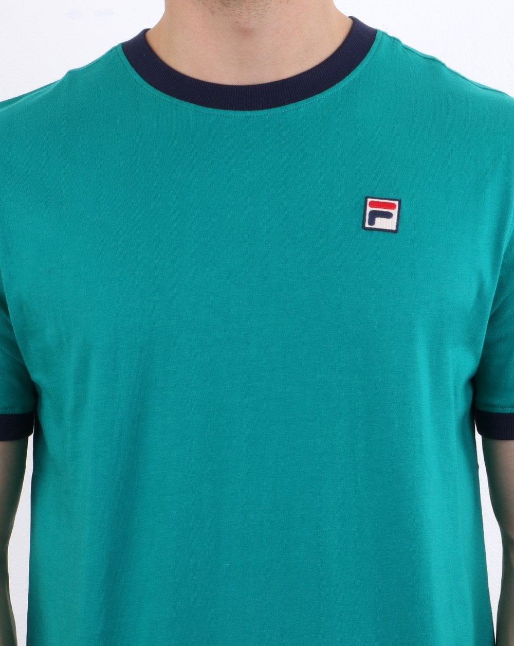 Fila Vintage Ringer T-Shirt Smaragdgrün/Marineblau