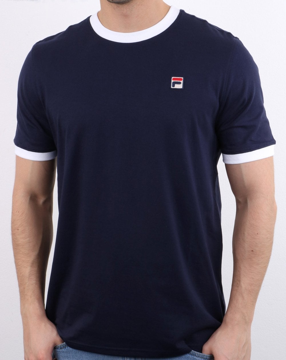 Fila Vintage Ringer T-Shirt Marineblau/Weiß