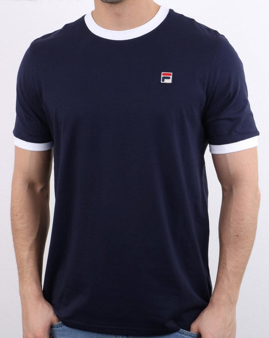 Fila Vintage Ringer T-Shirt Marineblau/Weiß