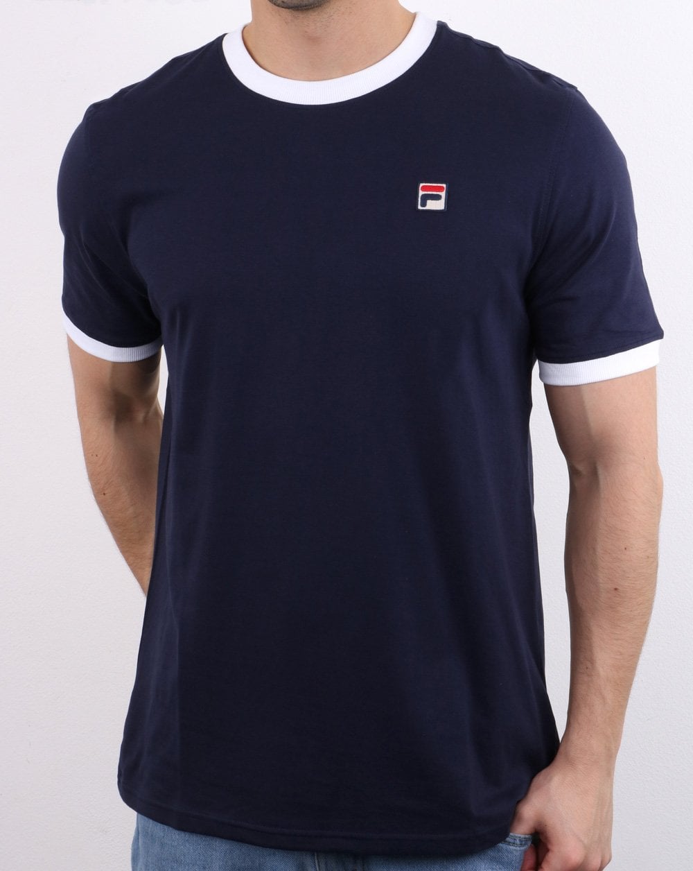 Fila Vintage Ringer T-Shirt Marineblau/Weiß