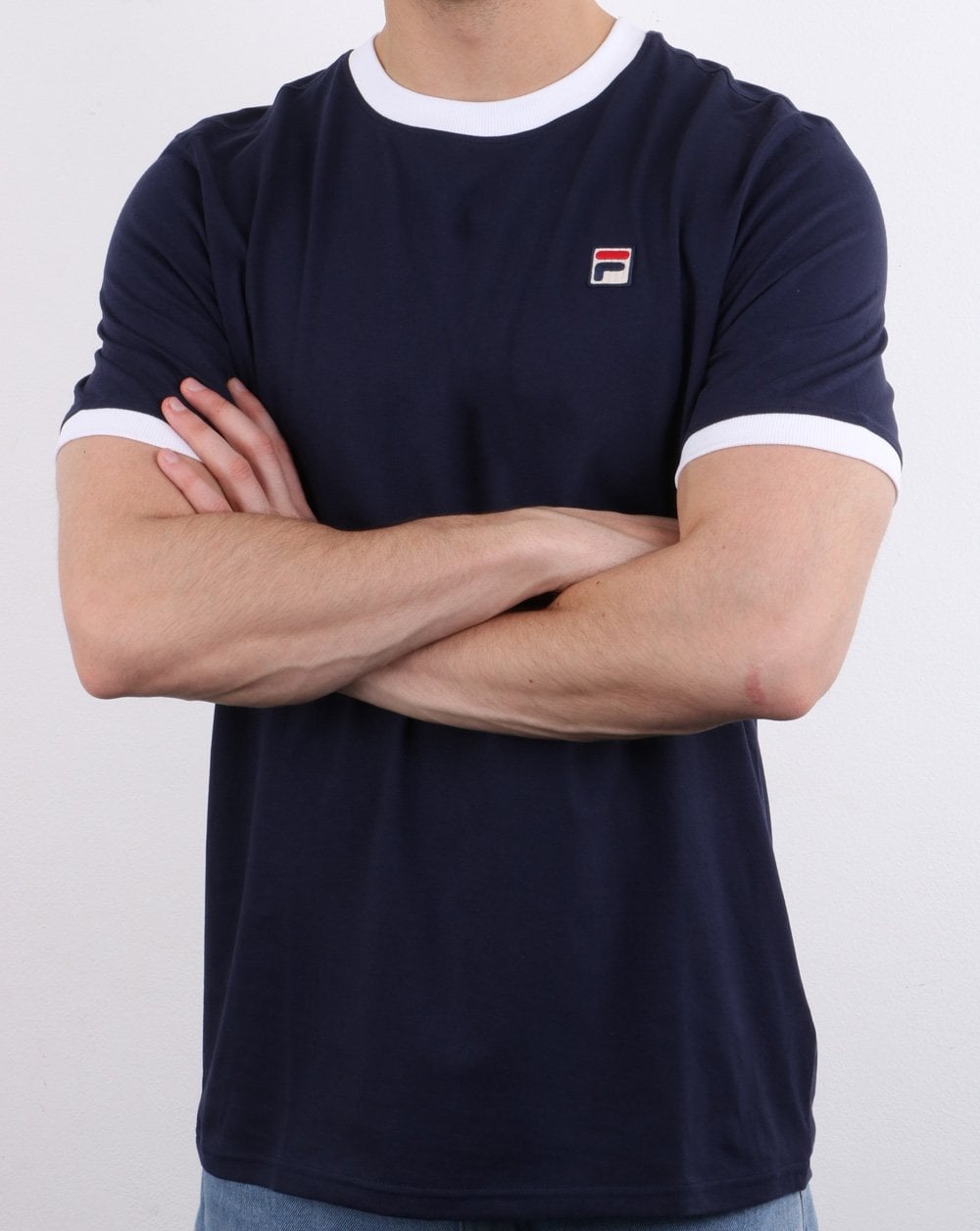 Fila Vintage Ringer T-Shirt Marineblau/Weiß