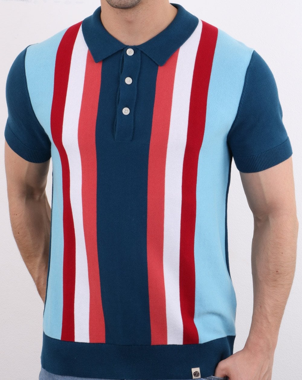 Pretty Green Lifton Strick-Poloshirt Blau