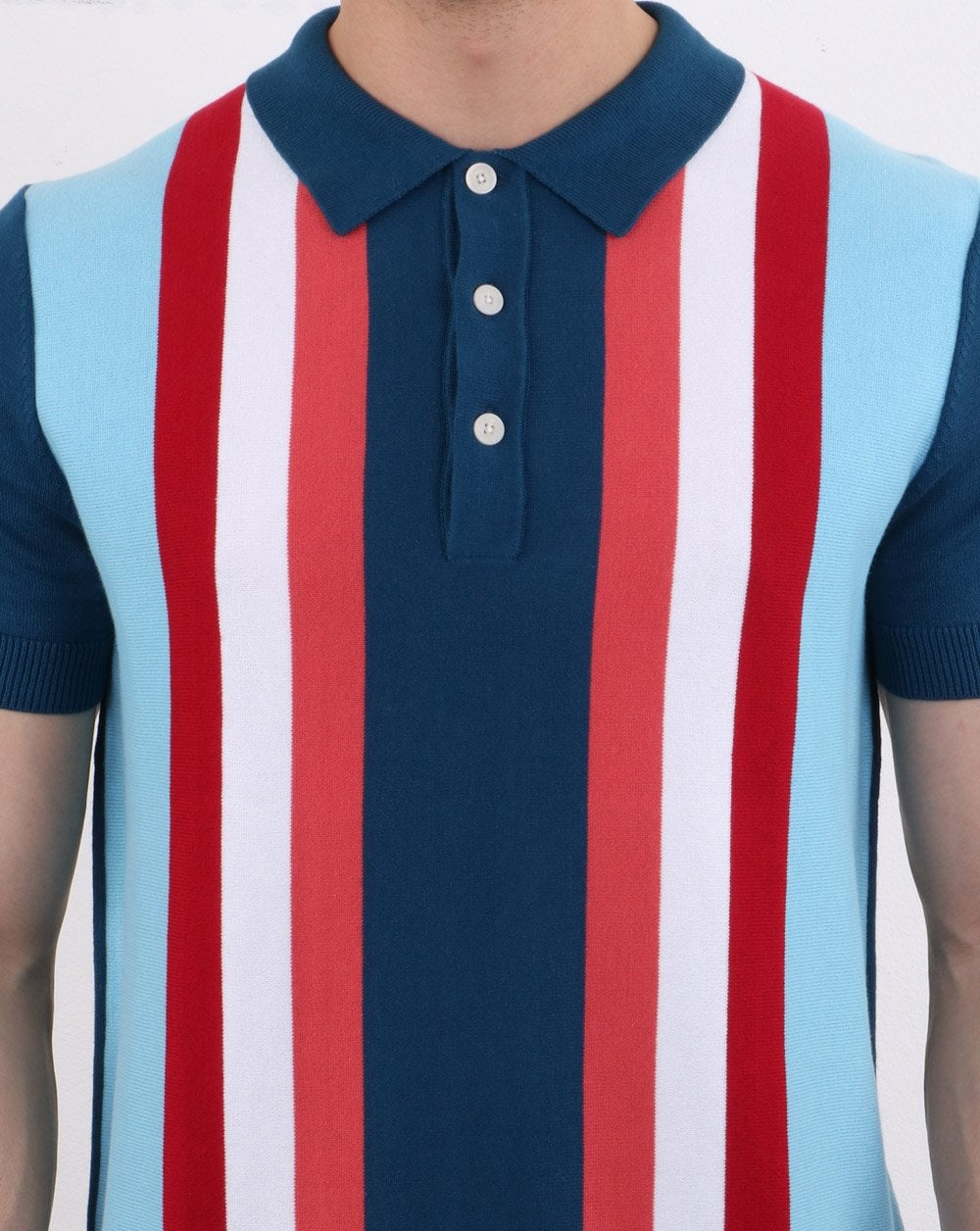 Pretty Green Lifton Strick-Poloshirt Blau