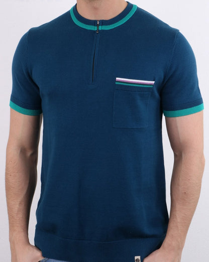 Pretty Green Wenn Strick-T-Shirt Blau