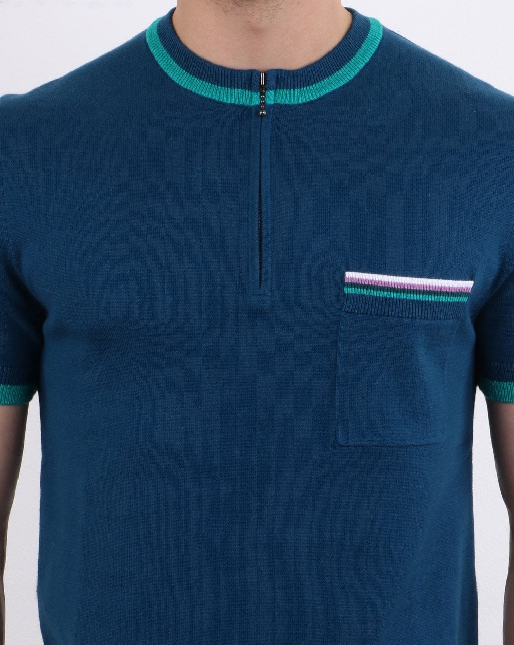 Pretty Green Wenn Strick-T-Shirt Blau