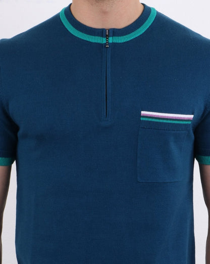 Pretty Green Wenn Strick-T-Shirt Blau