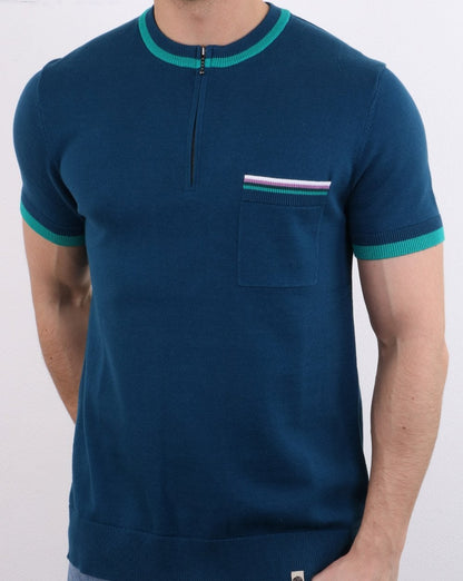 Pretty Green Wenn Strick-T-Shirt Blau