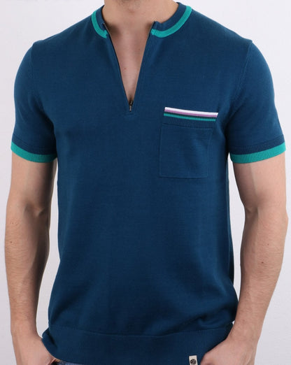 Pretty Green Wenn Strick-T-Shirt Blau