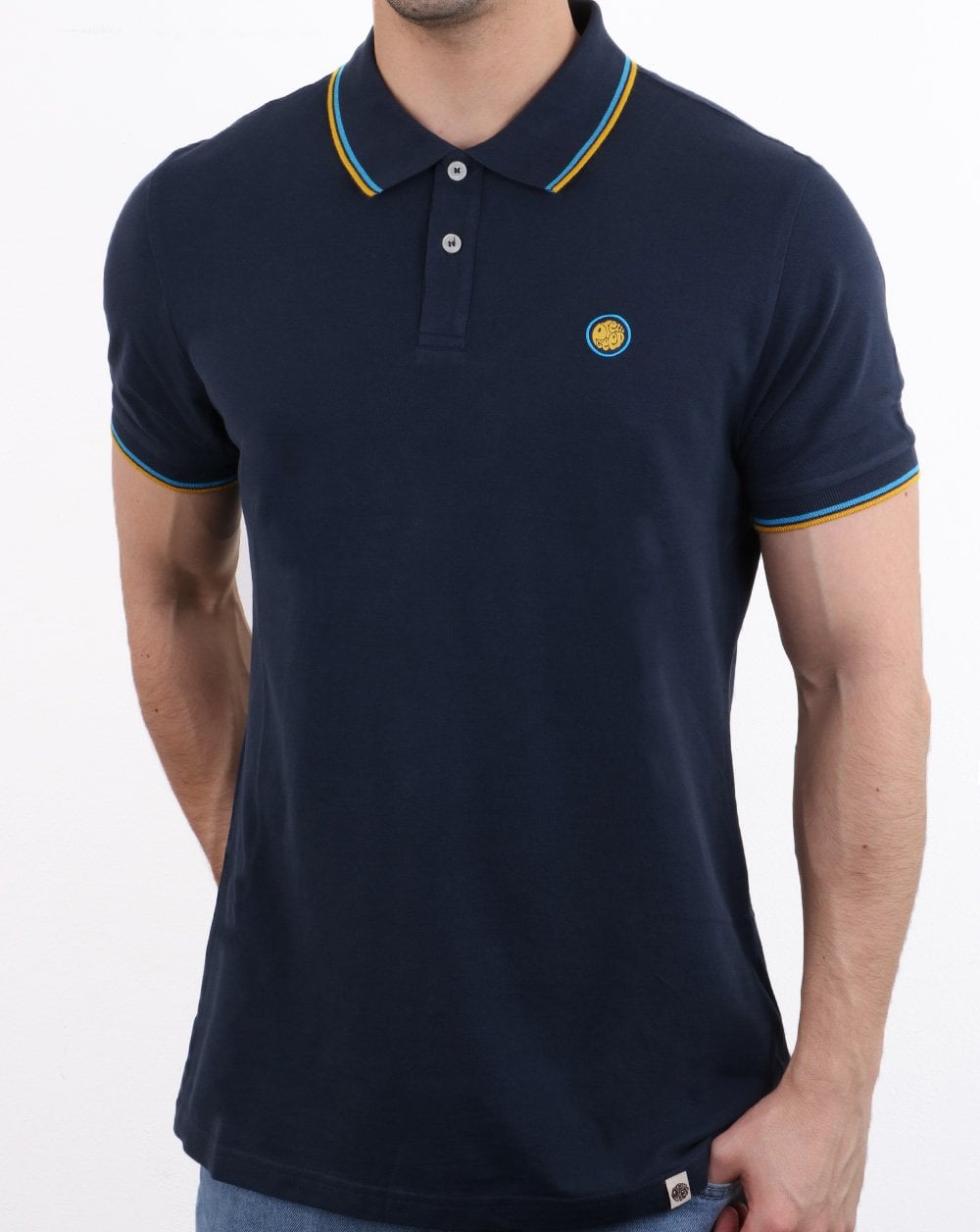 Pretty Green Barton Polo Shirt Navy/Yellow