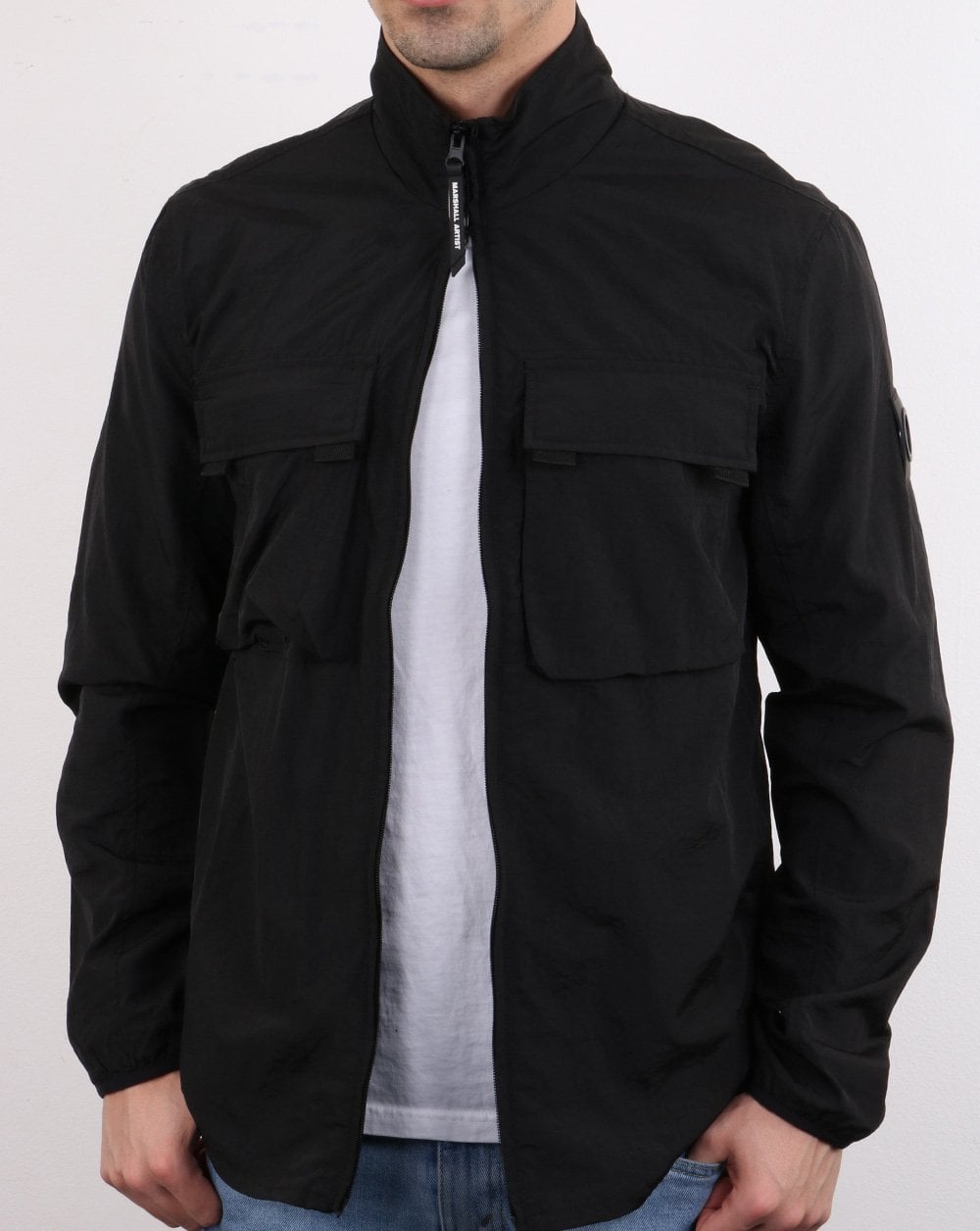 Marshall Artist Garment Dyed Parachute Overshirt Schwarz