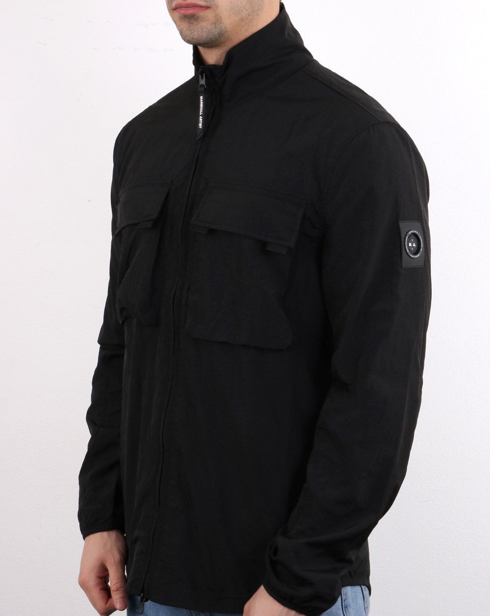 Marshall Artist Garment Dyed Parachute Overshirt Schwarz