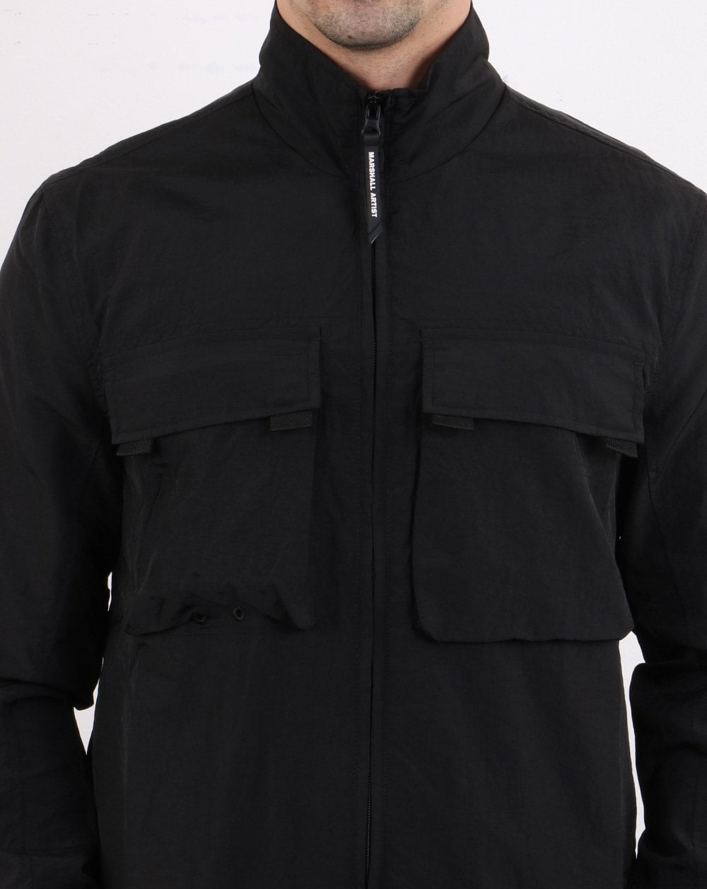 Marshall Artist Garment Dyed Parachute Overshirt Schwarz