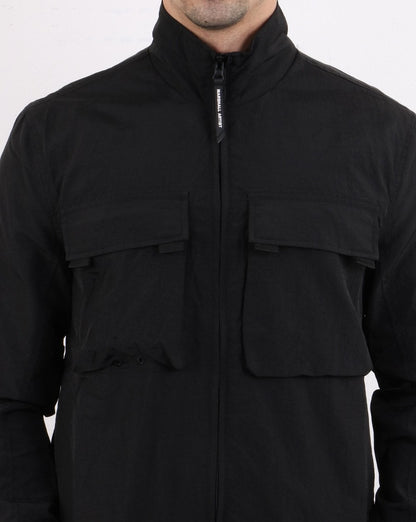 Marshall Artist Garment Dyed Parachute Overshirt Schwarz
