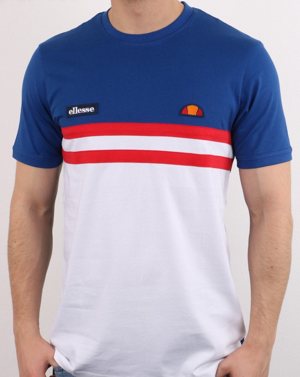 Ellesse Duo stripe T Shirt Blue/White