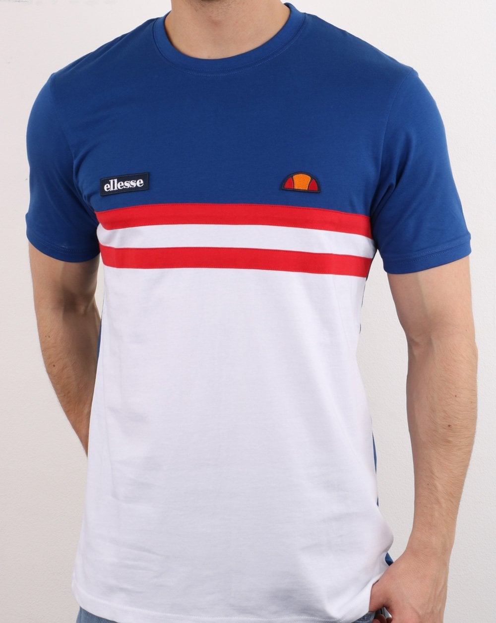 Ellesse Duo Streifen T-Shirt Blau/Weiß