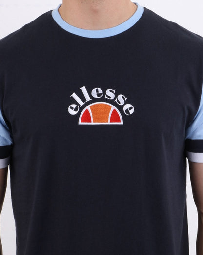 Ellesse – T-Shirt mit Kontrastärmeln in Marineblau