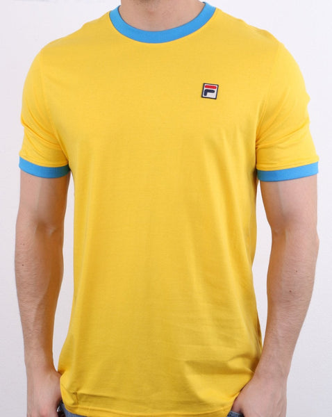 Fila Vintage Ringer T Shirt Yellow/Blue