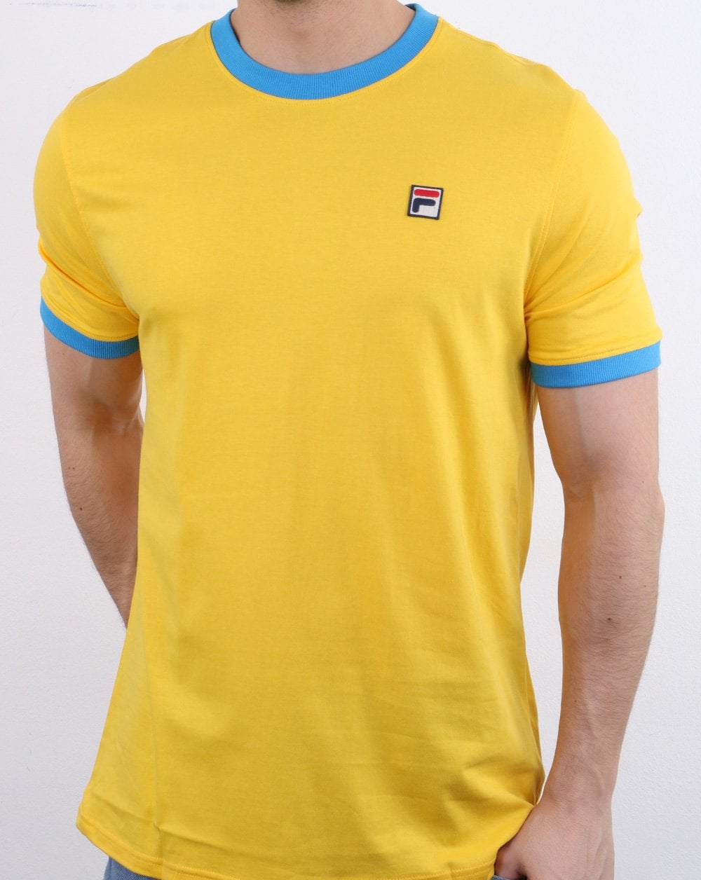 Fila Vintage Ringer T Shirt Yellow/Blue