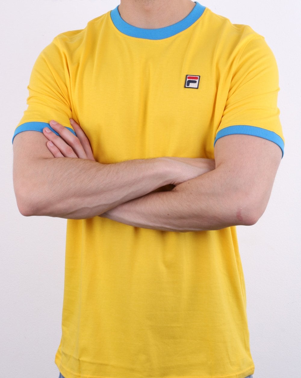 Fila Vintage Ringer T-Shirt Gelb/Blau