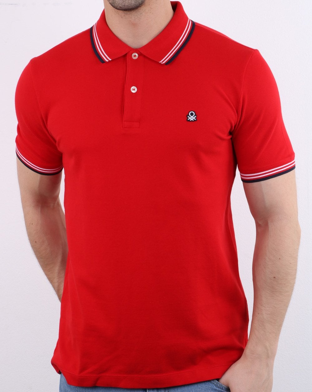 Benetton Maglia Tipped Poloshirt Rot