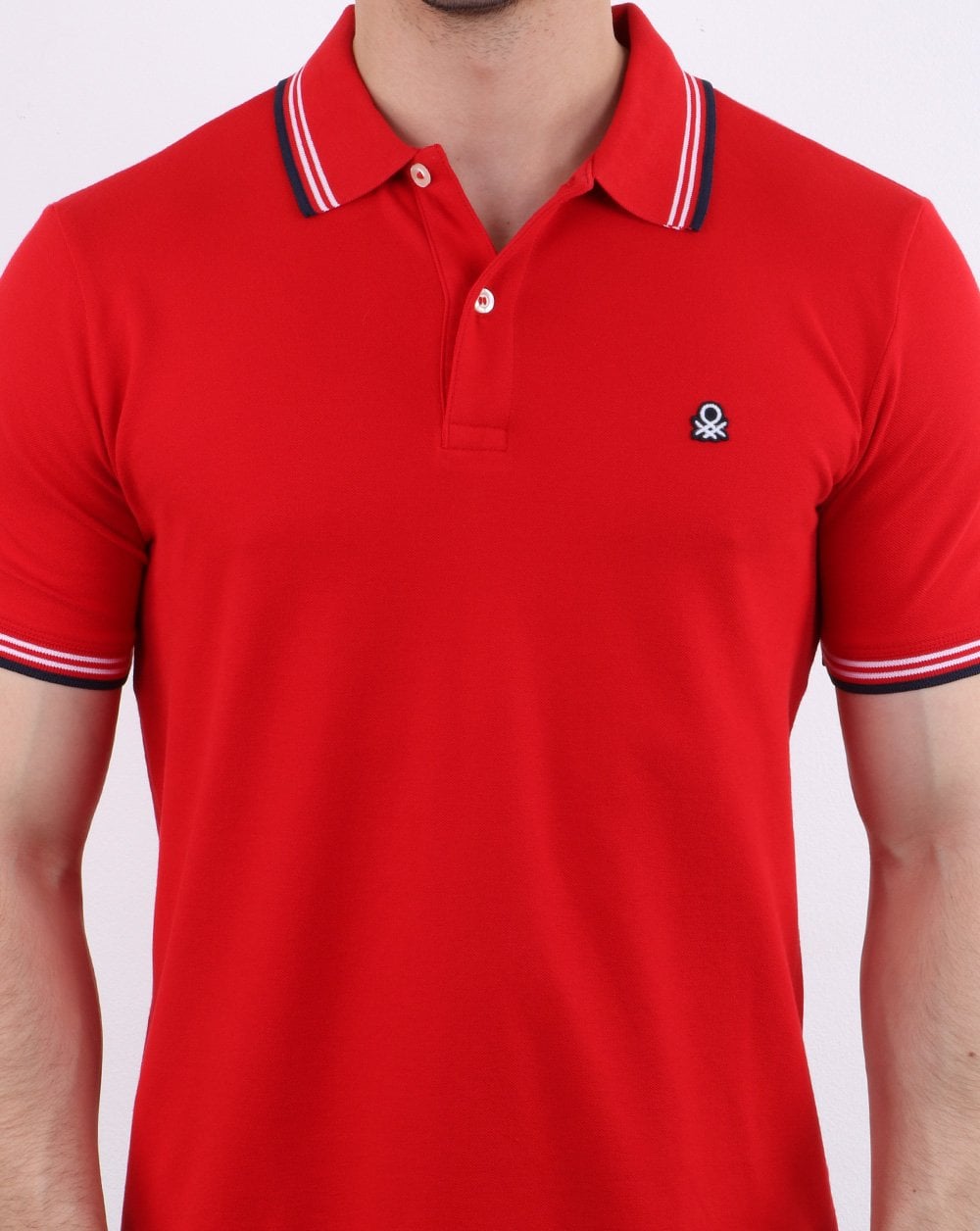Benetton Maglia Tipped Poloshirt Rot