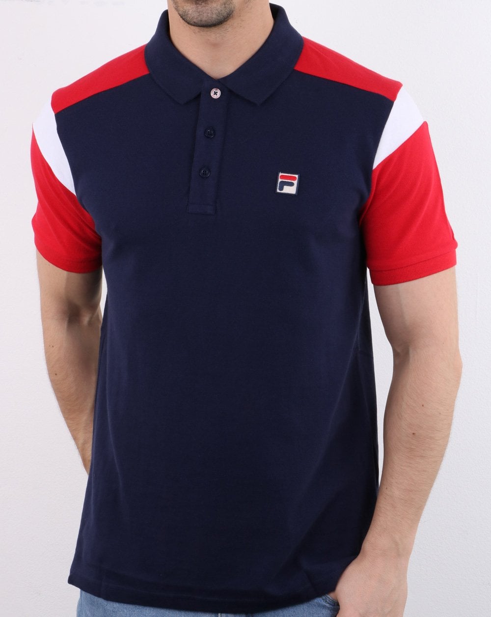 Fila Vintage Narco Poloshirt Marineblau/Rot/Weiß