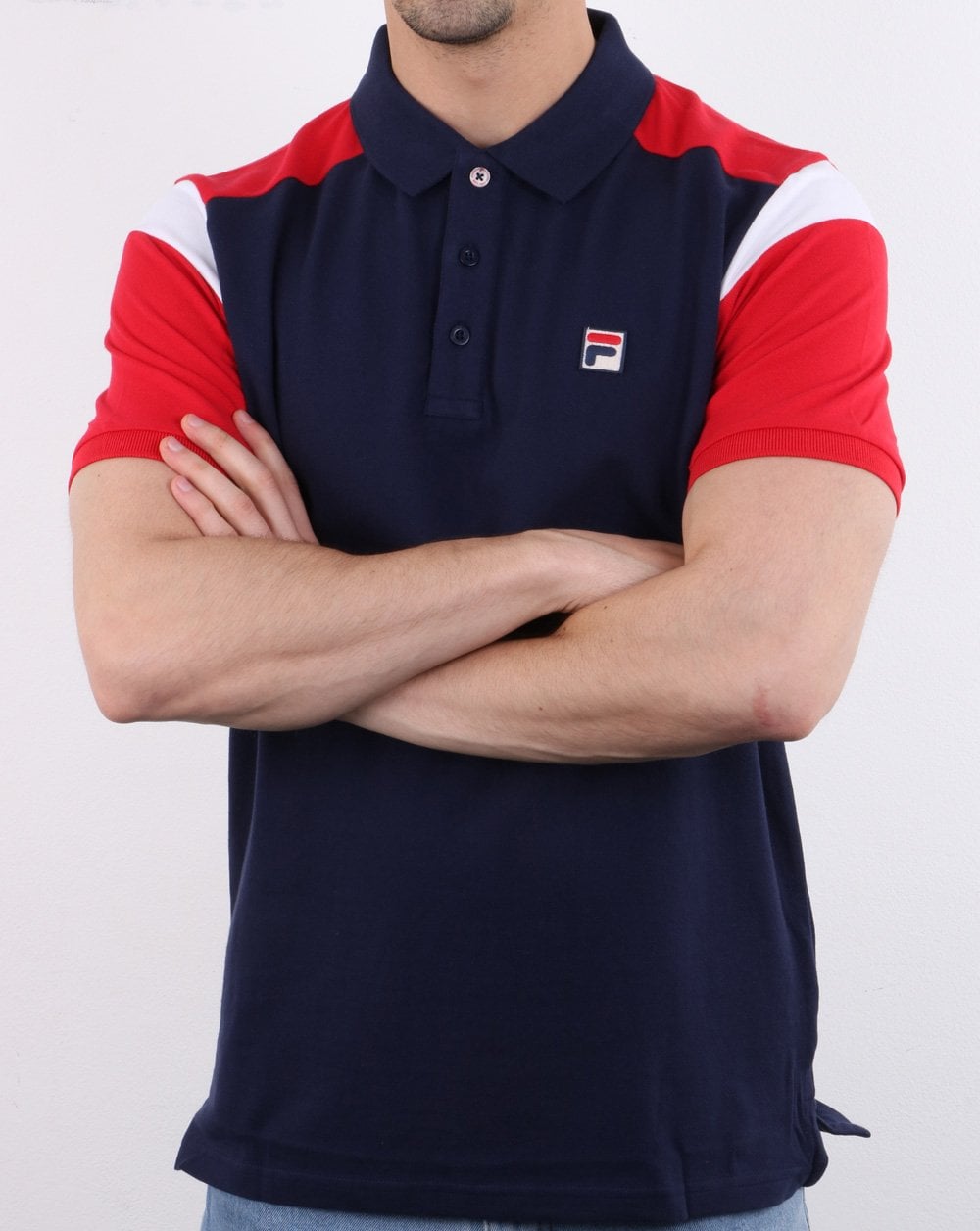 Fila Vintage Narco Poloshirt Marineblau/Rot/Weiß