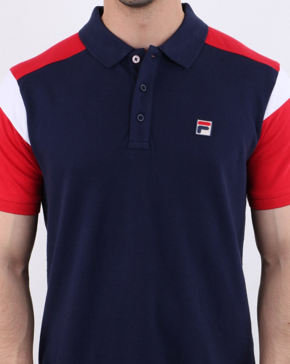 Fila Vintage Narco Poloshirt Marineblau/Rot/Weiß