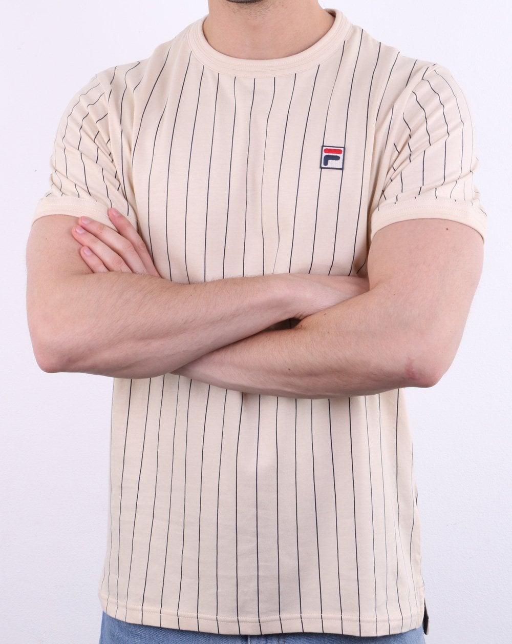 Fila Vintage Nadelstreifen-T-Shirt Ecru