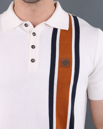Trojan – Gestreiftes Poloshirt aus Strick in Ecru