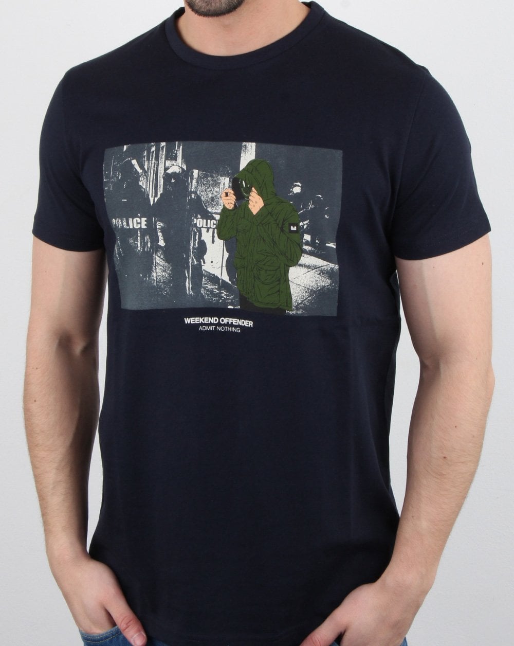 Weekend Offender Smiley T-Shirt Marineblau