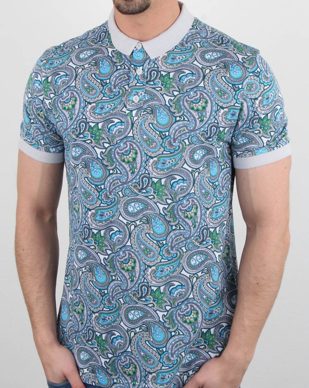 Pretty Green – Poloshirt „Marshall“ mit durchgehendem Print