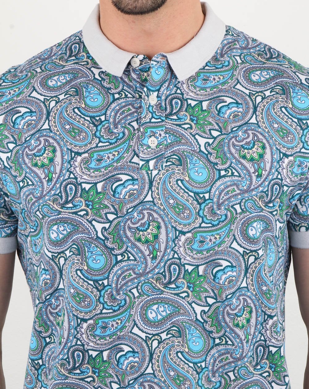 Pretty Green – Poloshirt „Marshall“ mit durchgehendem Print