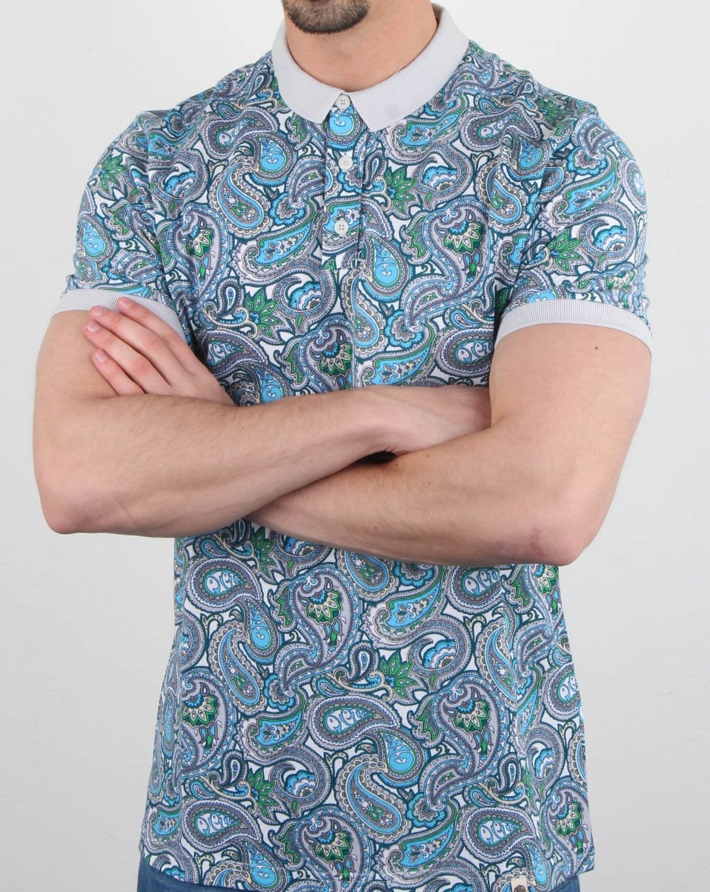 Pretty Green – Poloshirt „Marshall“ mit durchgehendem Print