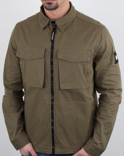 Weekend Offender Overshirt-Jacke mit Reißverschluss in Khaki