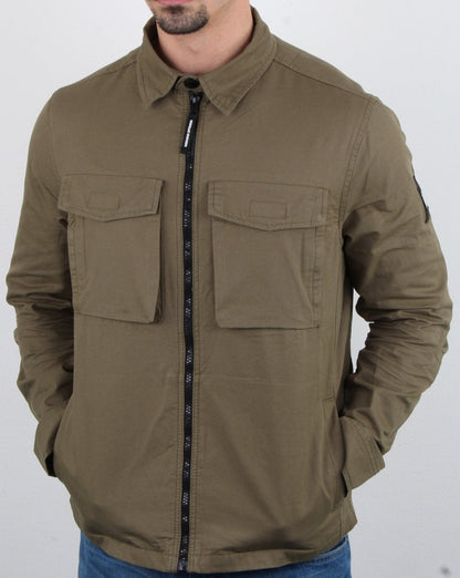 Weekend Offender Overshirt-Jacke mit Reißverschluss in Khaki