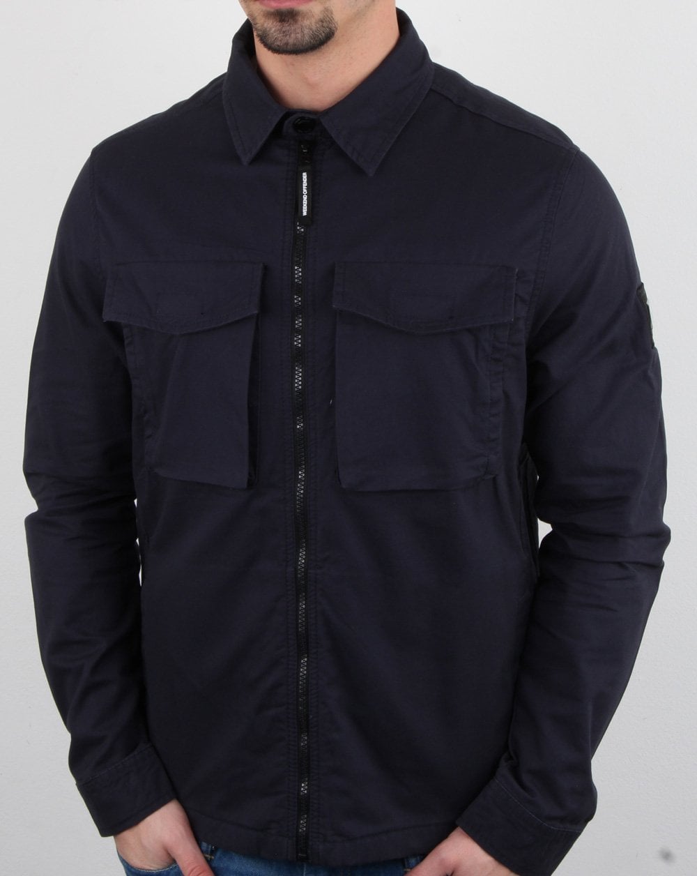 Weekend Offender Overshirt-Jacke mit Reißverschluss, Marineblau