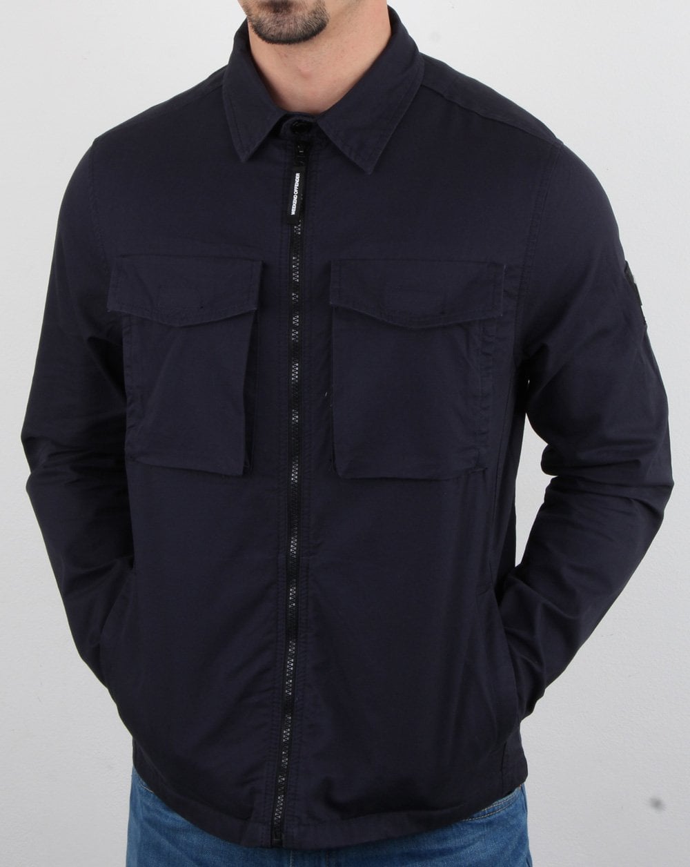 Weekend Offender Overshirt-Jacke mit Reißverschluss, Marineblau