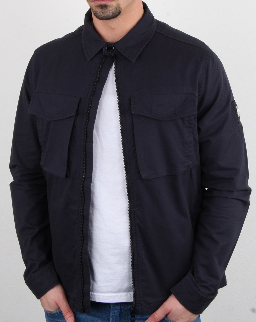 Weekend Offender Overshirt-Jacke mit Reißverschluss, Marineblau