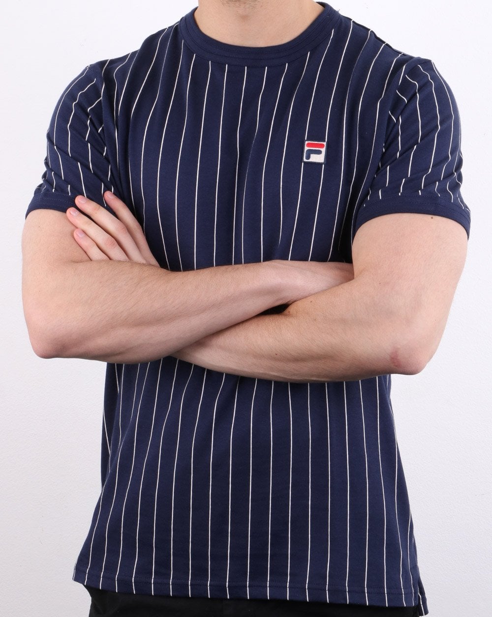 Fila Vintage Nadelstreifen-T-Shirt Marineblau
