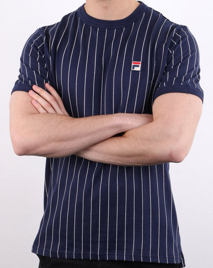 Fila Vintage Nadelstreifen-T-Shirt Marineblau