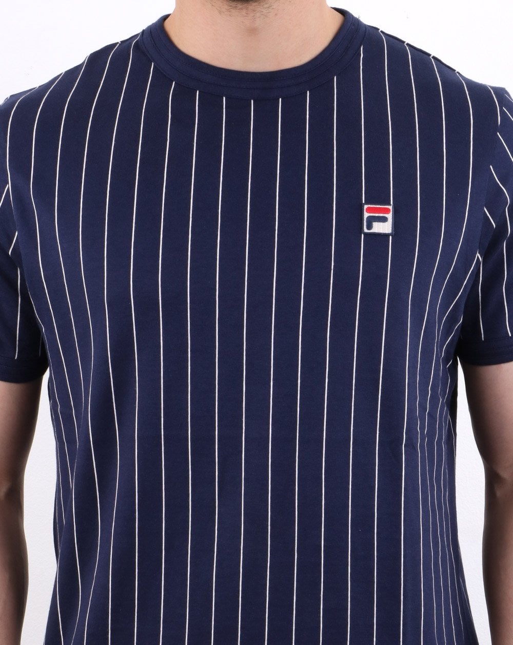 Fila Vintage Nadelstreifen-T-Shirt Marineblau